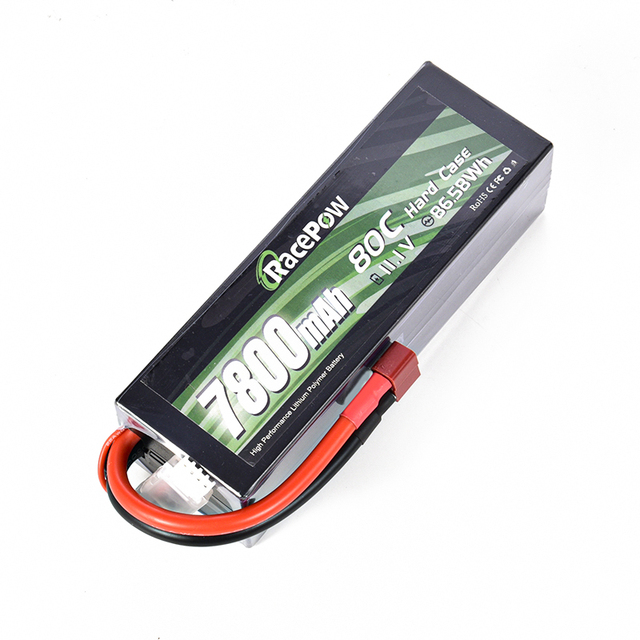 RacePow Rc Car Battery Packs. 3S 7800mah 11.1V 80C Rechargeable RC Lipo Battery Pack With Hard Case Trx RC Car