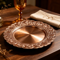 Assiettes de présentation en plastique Woju, plaquées or, décoratives, pour buffet, hôtel, restaurant et table de cérémonie