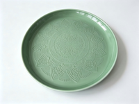 Plateau rond en fer, revêtement poudré rouge/vert, plateau de décoration pour la maison, organiseur de cosmétiques et de collations