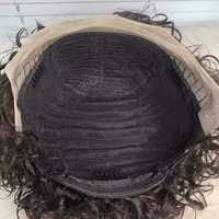 Perruque Cheveux Vierges Brésiliens Afro Courts pour Boucles avec Dentelle HD Transparente Sans Colle