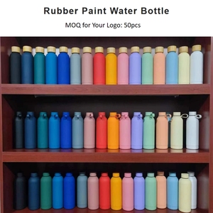 500ml Stainless Steel Double Wall Vacuum Insulated Flask Thermal Small Mouth Rubber Paint Matte Sports <b>Water</b> <b>Bottle</b> - Product Image 4