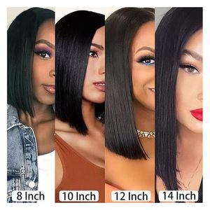 Parrucca Bob 13x4 con Frontale in Pizzo, Capelli Umani Corti e Lisci, 100% Vergini Non Trattati, per Boutique Professionali - Product Image 3