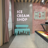 Mostrador de tienda de dulces personalizado diseño colorido decoración de tienda de helados Mostrador de barra de helados