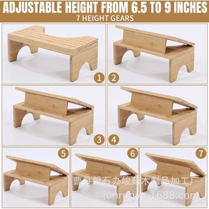 <b>Bamboo</b> Toilet <b>Stool</b> Foldable Wood Bathroom Footrest For Children And Adults With Step Support - Product Image 3