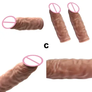 Beliebte Sexspielzeug für Erwachsene Silikon Wieder verwendbare große Dildo Sexy Penis Ärmel Extender Vergrößerung Kondome für Männer - Product Image 5
