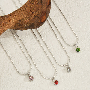 Collier chaîne en acier inoxydable <span class=keywords><strong>plaqué</strong></span> <span class=keywords><strong>or</strong></span> 18 carats délicat, bijoux tendance, pendentif pierre de naissance de décembre, collier pour femmes - Product Image 3