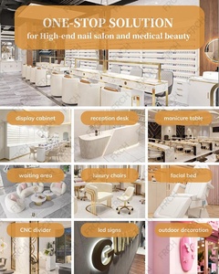 Custom Luxury Wooden <strong>Wall</strong> Stand Salon Furniture Nail Polish Rack <strong>Display</strong> <strong>Cabinet</strong> with LED Light - Product Image 5