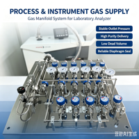 Boîtier de distribution de gaz pour laboratoire, en acier inoxydable 316L, avec double manomètre et commutation sans huile, pour montage sur panneau