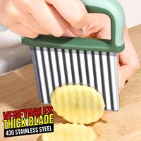 2 stuks handmatige plastic crinkle cutter mes roestvrijstalen golfmes groentesnijder aardappel frites snijder voor keukenbereiding