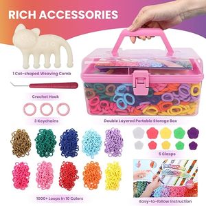 <span class=keywords><strong>Kit</strong></span> de fabrication de bracelets en tissu élastique coloré avec plus de 1000 boucles, jouet d'artisanat pour enfants, <span class=keywords><strong>kit</strong></span> de tissage de bracelets - Product Image 5