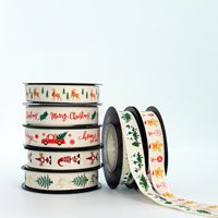 Ruban imprimé décoratif pour arbre de Noël, lot de rubans pour nœuds, emballage cadeau, ruban floral DIY, ruban en coton pour cadeaux de Noël