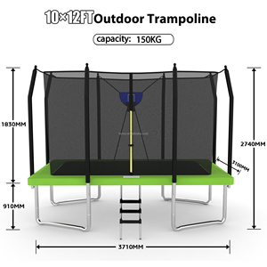 Trampoline rectangulaire extérieur de grande taille Zoshine avec pieds anti-basculement, lit de saut extérieur robuste avec filet de sécurité pour enfants actifs - Product Image 2