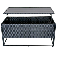 Table de patio rectangulaire en rotin PE noir, réglable en hauteur, pour l'extérieur, vente en gros d'usine