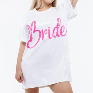 Glam Bride Party Sparkle Túnica Top Despedida <span class=keywords><strong>de</strong></span> <span class=keywords><strong>soltera</strong></span> Vestido <span class=keywords><strong>de</strong></span> lentejuelas Impresionante novia Lentejuelas Camiseta Vestido <span class=keywords><strong>de</strong></span> novia Vestido <span class=keywords><strong>de</strong></span> lentejuelas - Product Image 1