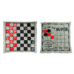 Family Indoor <strong>Board</strong> <strong>Pointless</strong> <strong>Game</strong> Gaming Floor Mega Tic Tac Toe Giant 3 in 1 Checkers Rug Chess Mat Set - Product Image 4