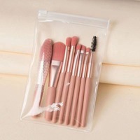 Ensemble de 8 pinceaux de maquillage plats pour le visage en poils synthétiques SW Pastel, avec étui en PU transparent, logo personnalisé