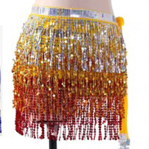 Mini-jupe sexy à sequins et franges pour la danse du ventre, performance scénique, club, <span class=keywords><strong>danseuse</strong></span> indienne, latine, hula, écharpe de taille pour la plage - Product Image 5
