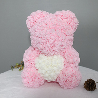 Nouveauté 2026 Ours en rose éternelle avec boîte cadeau Cadeau de la Saint-Valentin Ours en peluche en fleurs de rose PE fait à la main