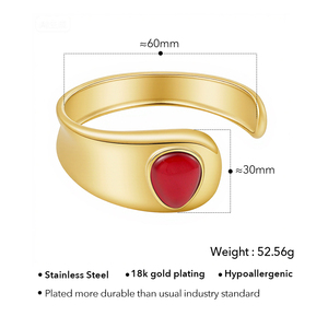 เครื่องประดับสแตนเลสชุบทอง 18K แบบ PVD แฟชั่น กันน้ำ ประดับด้วยหินสีแดงดำ ดีไซน์เรียบหรู เปิดได้ สำหรับผู้หญิง รุ่น B252626 - Product Image 4
