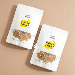 Custom Recyclable White Stand Up Kraft Paper Bags with <b>Window</b> | Zipper Moisture Proof Packaging for Freeze Dried Lemon Slices - Product Image 2