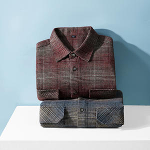 Printemps et automne nouvelle grande taille hommes chemise à manches longues potelé ample décontracté Plus grande chemise à carreaux <span class=keywords><strong>manteau</strong></span> épais - Product Image 4