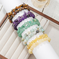 Pulsera de Moda al por Mayor, Pulsera Hecha a Mano con Cuentas de Piedra Natural, Pulsera de Piedra Triturada de Cristal Irregular, Juego de 2 Piezas, Joyería