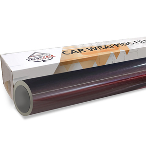 Envoltura de vinilo autoadhesiva Película de cambio de color de coche de PVC Película de envoltura de coche de color rojo antiarañazos - Product Image 2