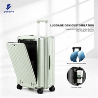 Valise de luxe à roulettes en alliage d'aluminium et PC, ouverture latérale, personnalisable, fermeture éclair, étanche, légère, idéale pour les voyages à l'aéroport