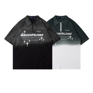 Polo Unisex con Colletto Effetto Acid-Washed, Stampa Tipografica, Silhouette Oversize Boxy - Product Image 3