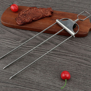 Brochetas Reutilizables de Acero Inoxidable de 3 Puntas con Deslizador para Carne y Verduras, Fácil Liberación de Alimentos, Brocheta para Asar - Product Image 5