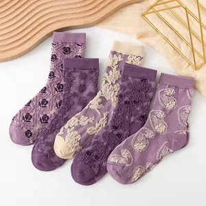 La Mujer Linda De Lolita Del Resorte Del Bordado Del Oem Pega Calcetines Del Equipo De La Flor Del Cordon - Product Image 4