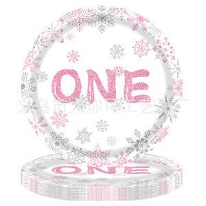 Kit de Fournitures de Fête Jetables Flocon de Neige Rose Argenté Assiettes Serviettes Gobelets Couverts pour Célébration d'Anniversaire d'Hiver - Product Image 3