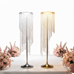 Lámpara de Pie de Cristal para Bodas, Lámpara LED de Columna Dorada Transparente para Ceremonias, Decoración de Fondo para Fotos - Product Image 1