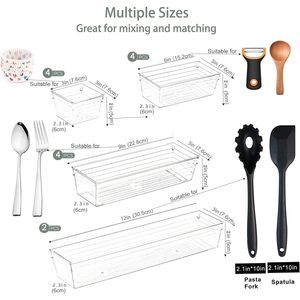 Sky-Touch 14PCS rõ ràng nhựa ngăn kéo tổ chức 4-kích thước Lưu trữ Divider khay cho trang điểm & nhà bếp cho phòng tắm sử dụng - Product Image 5