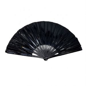 Large Rave <b>Hand</b> <b>Fan</b> <b>Folding</b> <b>Fans</b> for Festivals Holographic Halloween Rave Accessories PVC Black Silver Gold <b>Hand</b> <b>Fan</b> - Product Image 3