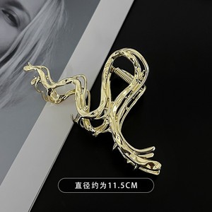 Pinza de Pelo Estilo Punk con Forma de Serpiente, Ajustable, de Aleación de Zinc, Accesorios para el Cabello de Mujer, Color Dorado y Plateado, 11.5 cm, Uso Casual - Product Image 5