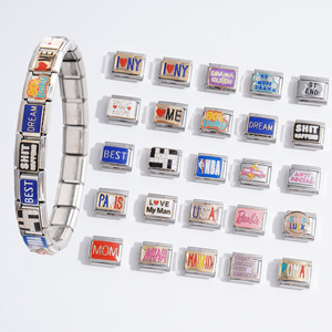 Stainless Steel Modular Bracelet Letter Charms Unisex DIY Jewelry Gift - Product Image 1