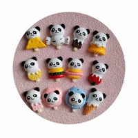 Abalorios de resina planos con diseño de panda kawaii para accesorios centrales de pinzas para el pelo, dijes para fundas de teléfono DIY, adornos para scrapbooking