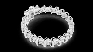 Bracelet en or rose élégant à motif ondulé, serti de diamants de laboratoire, fabriqué en or rose 14K et 18K pour femmes, avec un luxe intemporel - Product Image 4