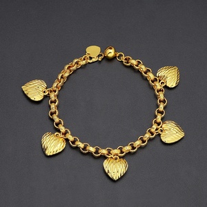 Jxx <b>24k</b> <b>Gold</b>-Plated Women's Heart-Shaped Brass <b>Bracelet</b> Charm <b>Bracelets</b> with Zircon Fashion Jewelry Wholesale - Product Image 3