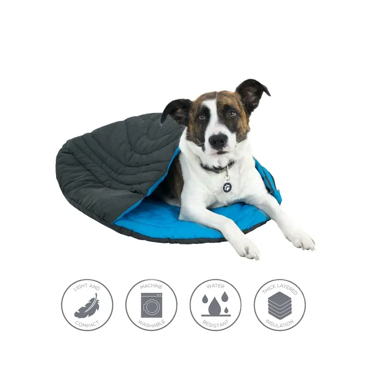 Water resistant dog sleeping bag with included stuff sack camping dog bed