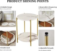 Table basse moderne à 2 niveaux en marbre avec plateau amovible étanche intérieur extérieur pour salon chambre à coucher