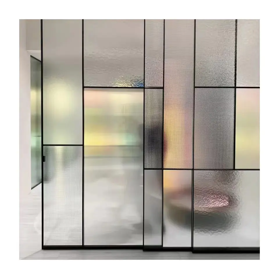 Paneles de vidrio con patrón de caña de 5mm, Flora, Nashiji, Karatachi, vidrio estriado con patrón