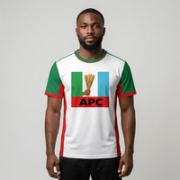 T-shirts APC Nigeria avec logo, rayures vertes, blanches et rouges, manches courtes, personnalisables avec logo sur la poitrine, pour hommes, pour campagne publicitaire