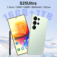 Modelo Popular Ultimate S25 Ultra, Teléfono Inteligente 5G con Lápiz Óptico, Pantalla Grande HD de 7.3 Pulgadas, Cámara de 108MP, Batería de 8800mAh, 16GB+1TB