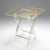Table pliante en Lucite pour Hanouka, élégante, transparente, en acrylique, avec revêtement en cuir, pour articles religieux juifs
