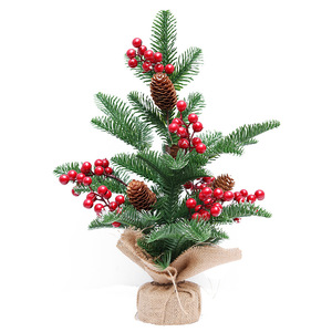 Lot de mini-sapins de Noël en pot avec décorations baies et pommes de pin, petit arbre artificiel rustique pour table, ornement de fête - Product Image 5