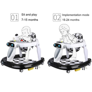 Marche-bébé musical tout-en-un pliable avec plateau amovible, hauteur réglable et jouets amusants à roulettes - Product Image 3