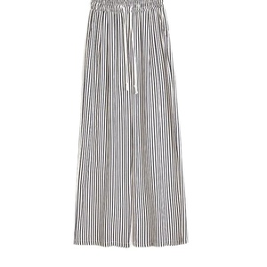 2025 donna primavera autunno <span class=keywords><strong>pantaloni</strong></span> larghi <span class=keywords><strong>a</strong></span> <span class=keywords><strong>righe</strong></span> bianche nere <span class=keywords><strong>a</strong></span> vita alta <span class=keywords><strong>pantaloni</strong></span> larghi <span class=keywords><strong>a</strong></span> gamba dritta Casual in cotone vita elastica - Product Image 4