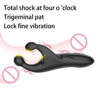 Masturbateur d'entraîneur masculin vibrant à gifles rechargeables à trois volets Massage de la prostate Retard Stimulation Anneau pénien avec serrure